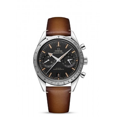 Steel watch & Black Leather Chronograph Co-Axial Speedmaster 57 Omega