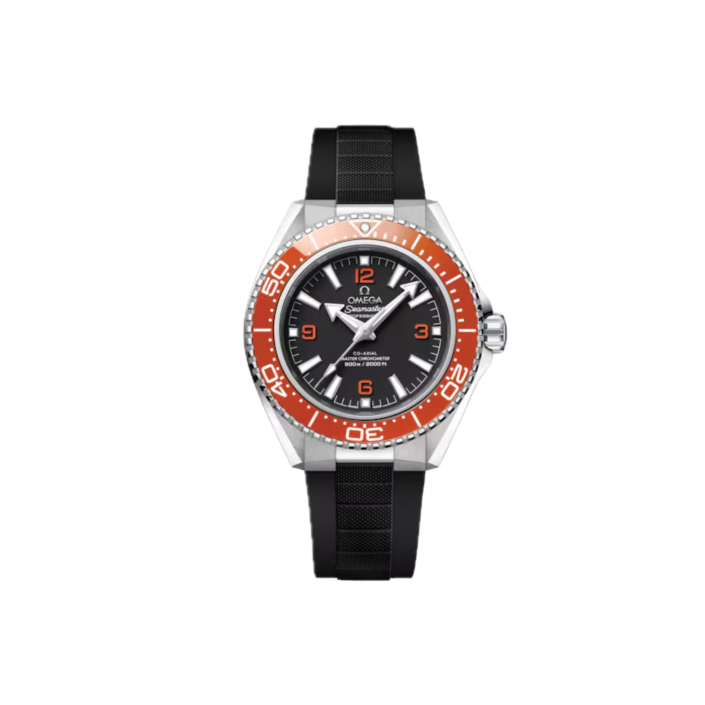 Omega Modèle Seamaster Planet Ocean 600M 42 mm — Acier avec lunette orange & bracelet caoutchouc