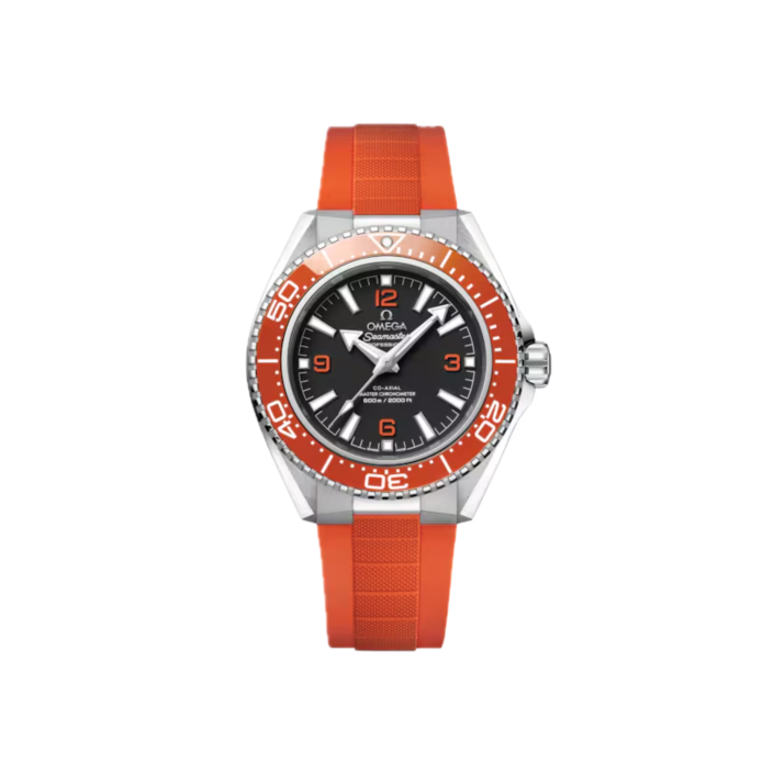 Omega Seamaster Planet Ocean 600M 42 mm — Acier avec lunette & bracelet caoutchouc orange