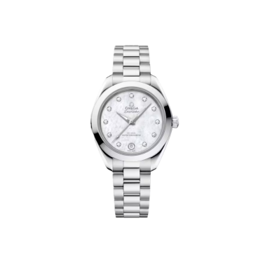 Omega Seamaster Aqua Terra 150M 30 mm — Acier & cadran nacre blanche serti de diamants