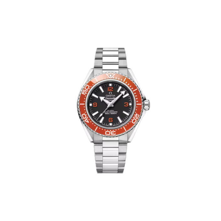Reloj Omega Seamaster Planet Ocean 600M 42 mm — Acero con bisel naranja y brazalete metálico