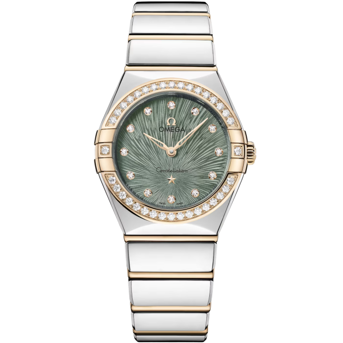 Montre OMEGA Constellation 28 mm acier & or Moonshine, vert Supernova