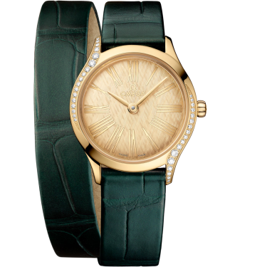 Montre OMEGA De Ville Mini Trésor 26 mm or Moonshine et alligator vert