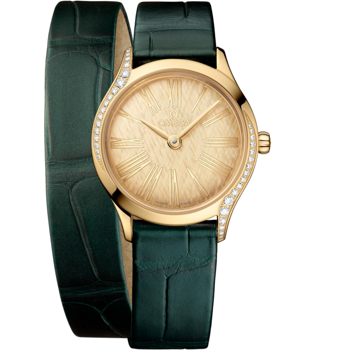 Montre OMEGA De Ville Mini Trésor 26 mm or Moonshine et alligator vert