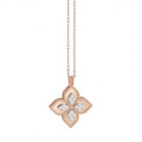 Collar largo oro rosa 18 QT & diamantes princess flower Roberto Coin