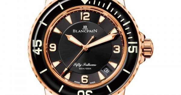 RED GOLD WATCH BLACK FIFTY FATHOMS BLANCPAIN 5015