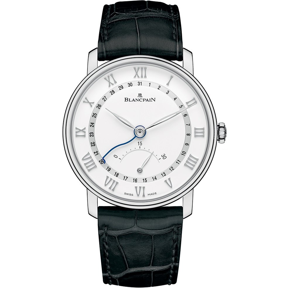 STEEL WATCH LEATHER WHITE DIAL SECOND HAND RETROGRADE CALENDAR