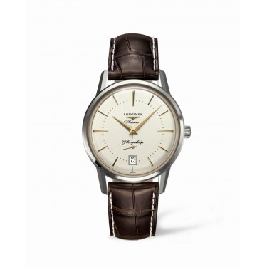 STEEL WASTCH & SILVER DIAL-LEATHER FLAGSHIP LONGINES L4795 