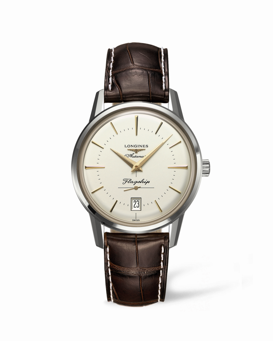 WATCH L4795 STEEL SILVER DIAL LEATHER FLAGSHIP LONGINES