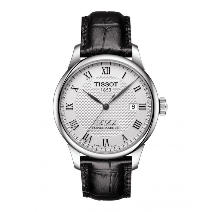 Steel watch white dial 39.30 mm leather automatic Le Locle