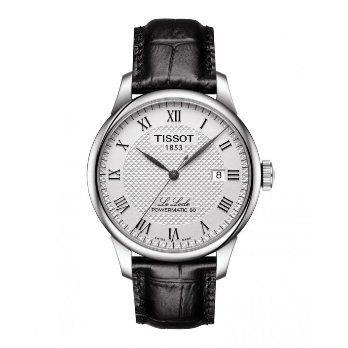 Steel watch & white dial 39.30 mm leather automatic Le Locle Tissot