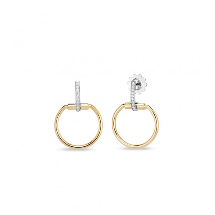 Small 18 kt gold earrings pavé diamonds Classique Parisienne Roberto Coin