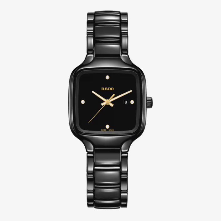 Rado True Square Diamonds Black Ceramic Watch 29.2mm