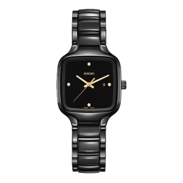 Rado True Square Diamonds Black Ceramic Watch 29.2mm