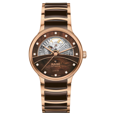 Rado Centrix Automatic Diamonds Open Heart Brown Mother of Pearl Watch