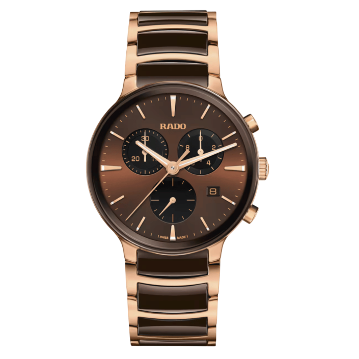 Rado Centrix Chronograph Brown Ceramic Watch 41mm