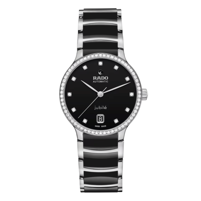 Rado Centrix Automatic Diamonds Black Ceramic Watch 35mm