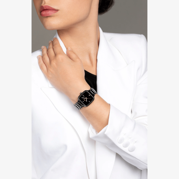 Rado True Square Diamonds Black Ceramic Watch 29.2mm