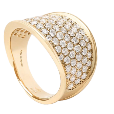 Anell Lunaria Alta or groc 18 kt amb pavé de diamants