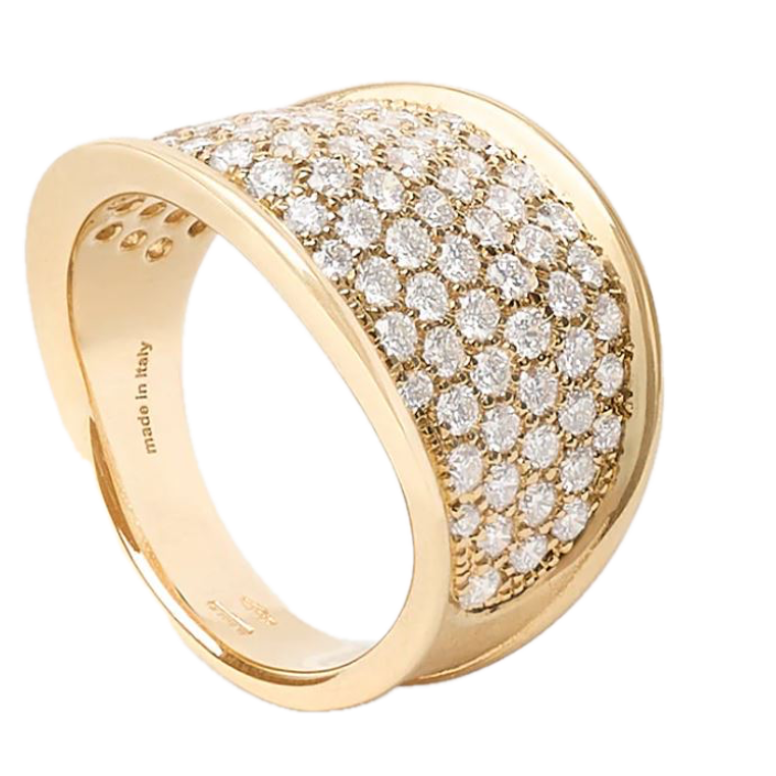 Anell Lunaria Alta or groc 18 kt amb pavé de diamants