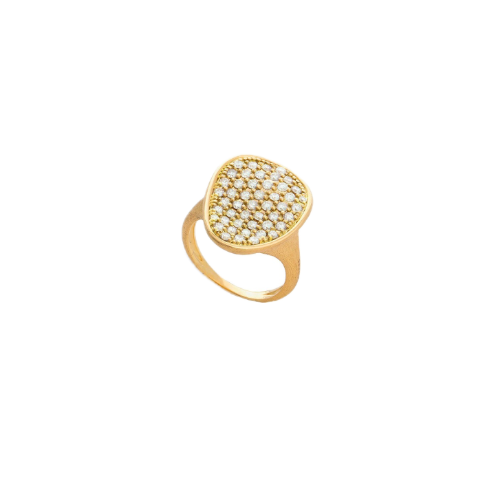 Anell Lunaria Alta or groc i diamants