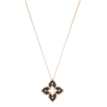 Pendentif Venetian Princess en or rose 18 K avec diamants noirs et blancs