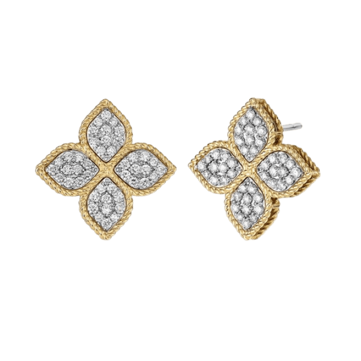 Roberto Coin Princess Flower Earrings 18kt Gold Diamonds