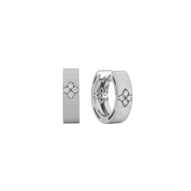 Love in Verona earrings in satin-finished 18K gold with diamonds