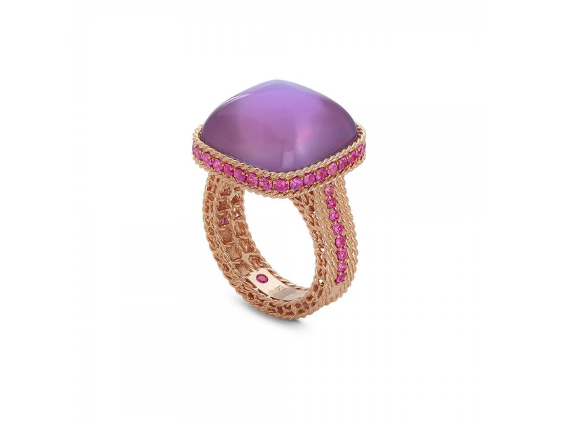 RING ROSE GOLD & MOTHER OF PEARL-AMETHYST-RED 