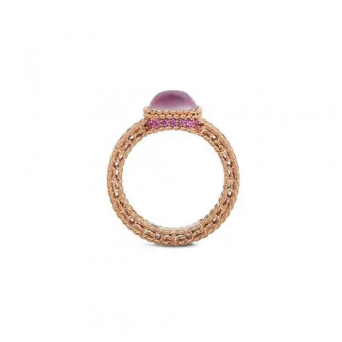 ROSE GOLD RING & MOTHER OF PEARL-AMETHYST-RED CORAL-RED SAPPHIRES ROMAN BAROCCO ROBERTO COIN AZV888RI1859RGA