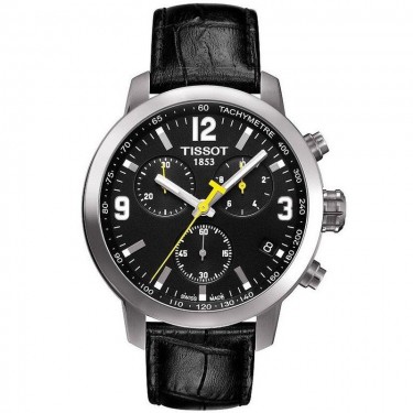 T0054SBL STEEL & BLACK DIAL-LEATHER 42 MM AUTOMATIC CHRONOGRAPH PRC 200 TISSOT