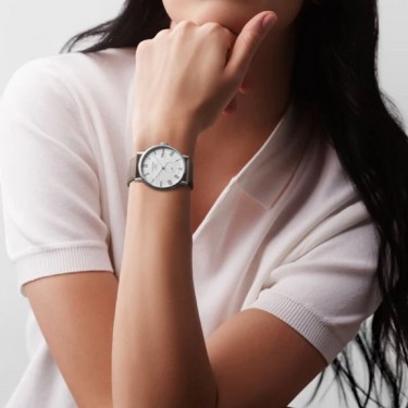 Steel beige leather watch The Elegant Collection Longines