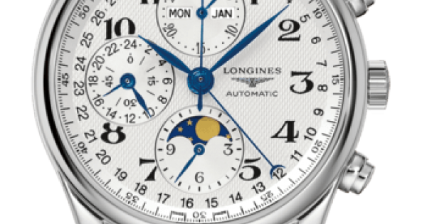 WATCH L2673WL STEEL-LEATHER \u0026 WHITE SPHERE MOON PHASE-ANNUAL CALENDAR  MASTER COLLECTION LONGINES