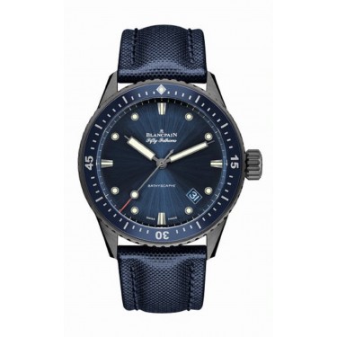 Black ceramic watch & blue dial Fifty Fathoms Blancpain