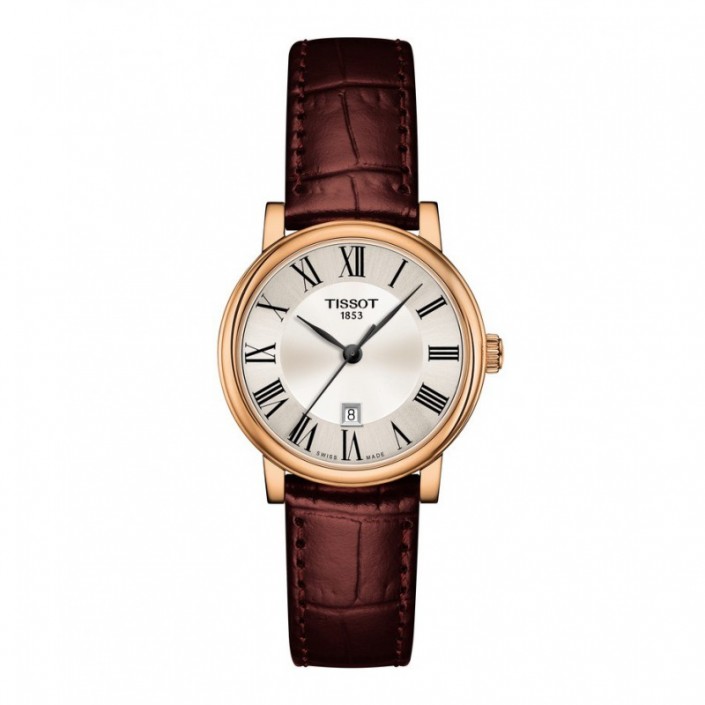 T1222SPVDWL STEEL PVD ROSE GOLD & LEATHER-WHITE DIAL 30 MM AUTOMATIC CARSON TISSOT