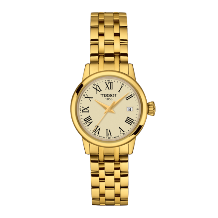 Tissot Classic Dream 28 mm esfera marfil PVD oro amarillo