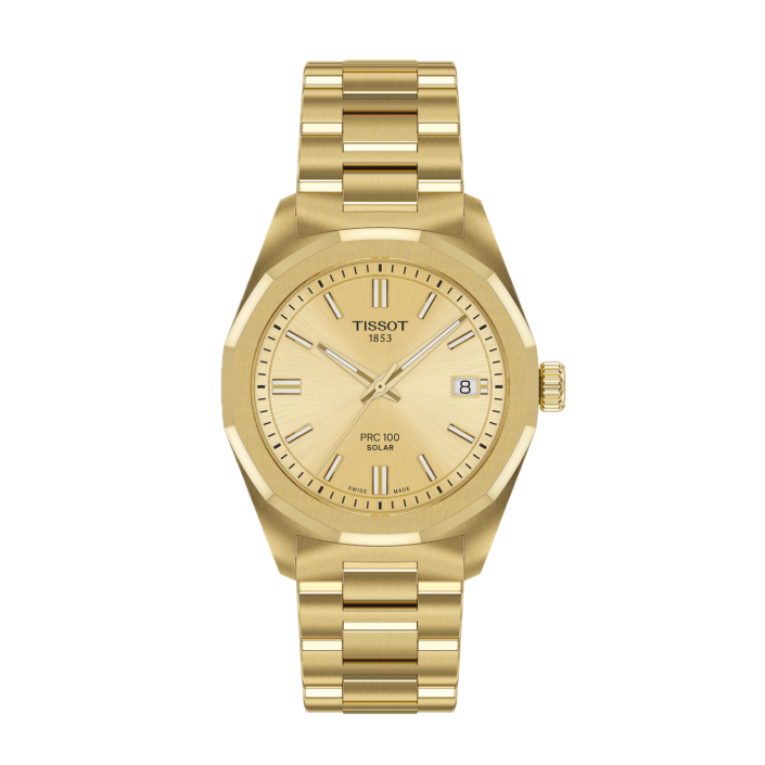 Tissot PRC 100 Solar 34 mm amb PVD or groc i moviment solar