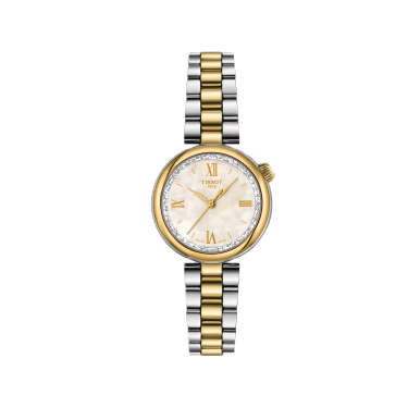 Tissot Desir 28 mm con PVD oro amarillo y esfera de nácar