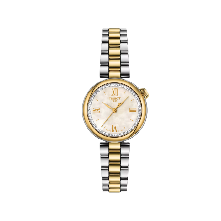 Tissot Desir 28 mm con PVD oro amarillo y esfera de nácar