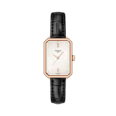 Tissot SRV 30 mm rectangular nácar correa piel