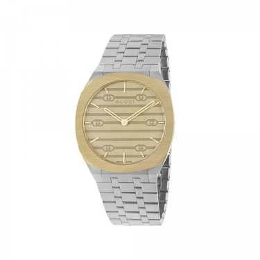 STEEL AND GOLD PLATED WATCH 38 MM 25H GUCCI YCUA09812 