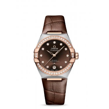 RELLOTGE ACER & DIAMANTS PELL ESFERA COLOR MARRÓ 36MM CONSTELLATION OMEGA 13128DSLB 