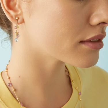 Arracades multicolor Paradise amb fils d’or i gemmes tall cor Marco Bicego